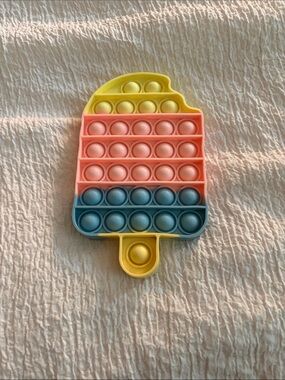 Popsicle-Shaped Silicone Pop-It Fidget Toy in Yellow, Pink & Blue